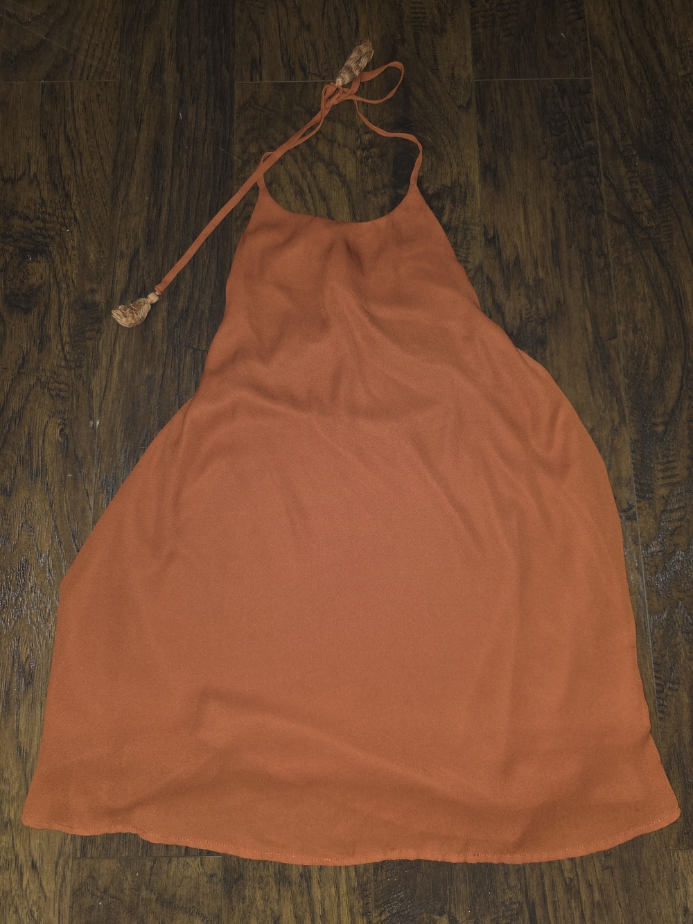 The Hanger Orange Halter Mini Dress